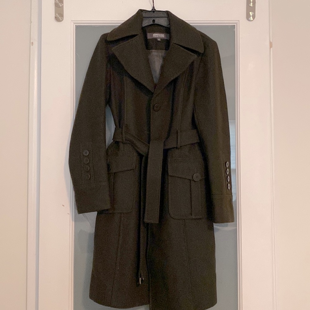Olive Green Wool Trench Coat (Kenneth Cole)